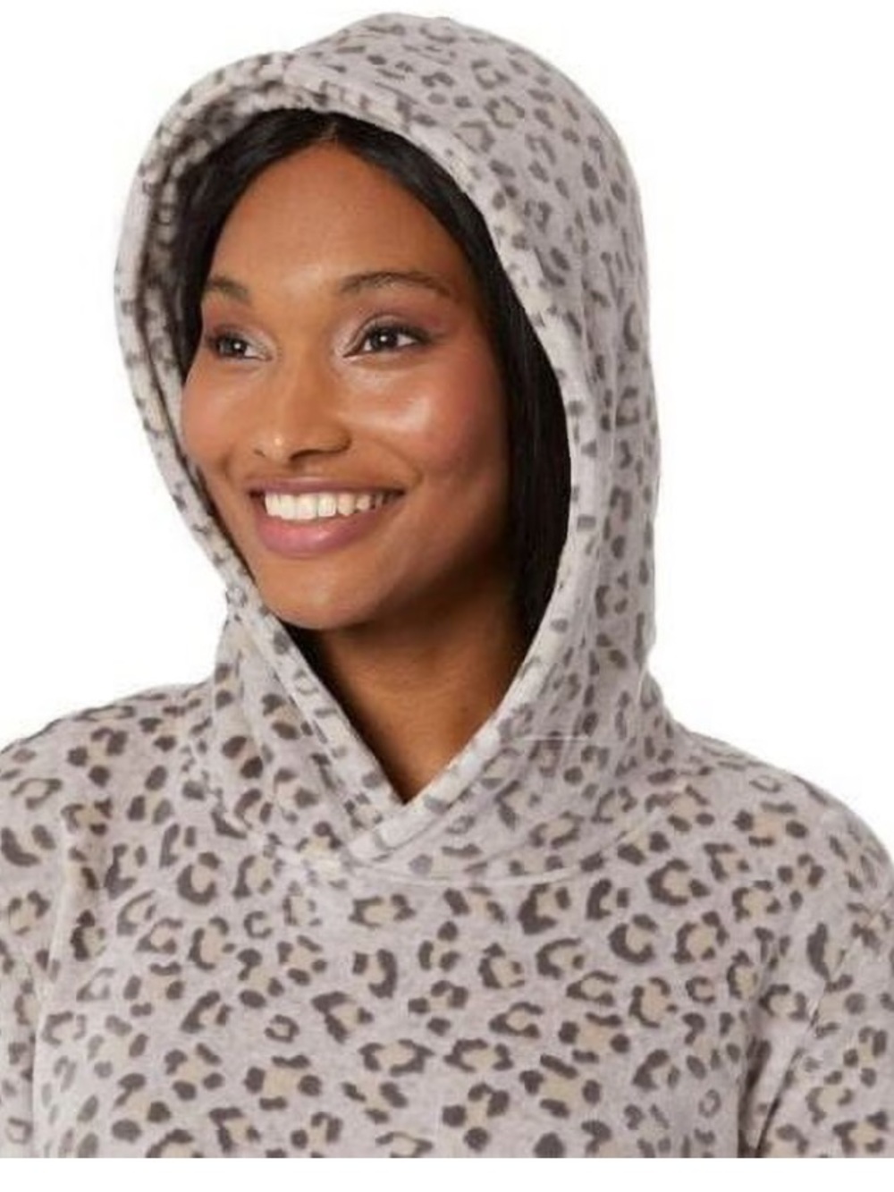32 Degrees Soft Leopard-Print Hooded Nightshirt - Loungewear S/M